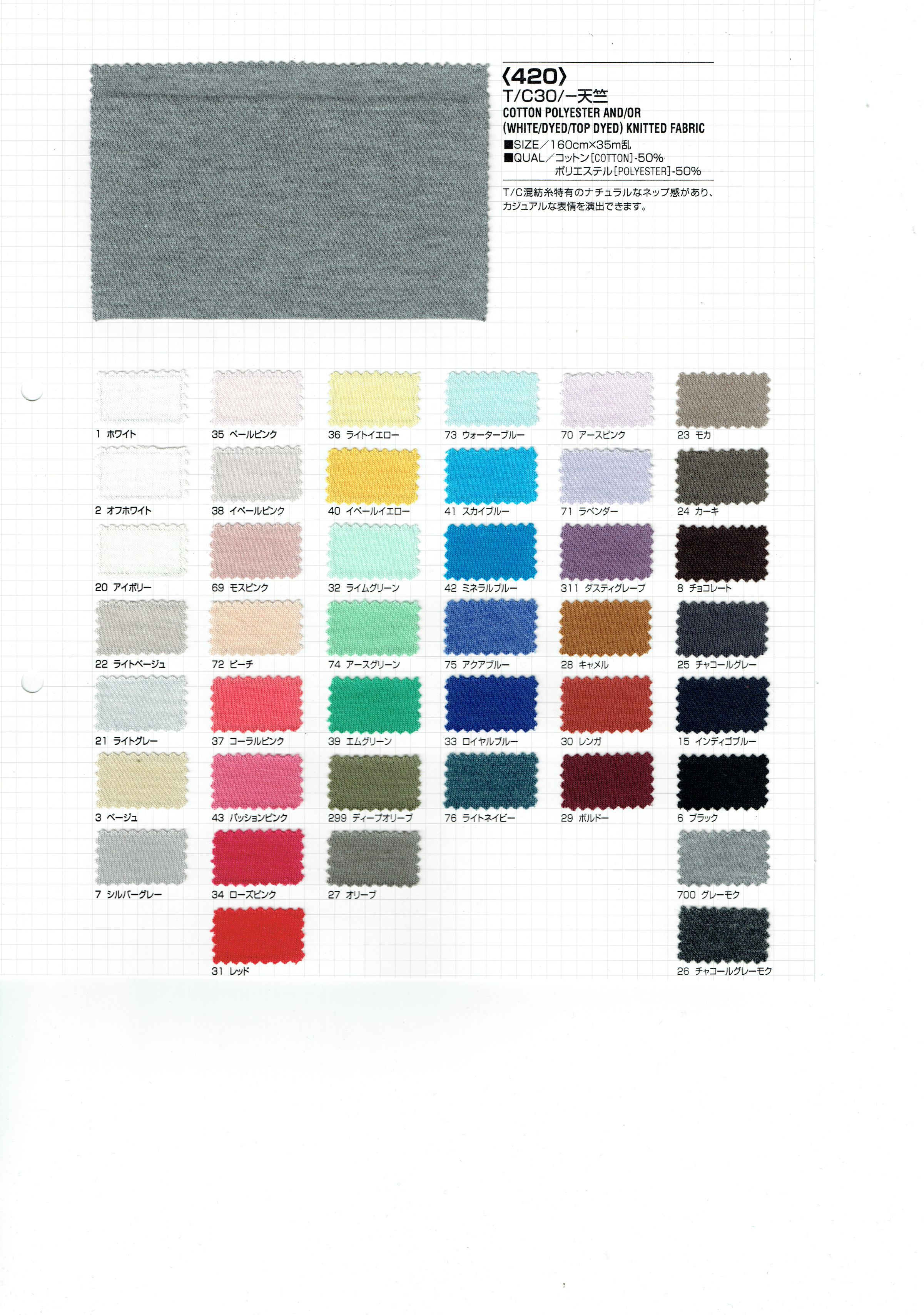 View 50% COTTON 50% POLYESTER AND/OR[WHITE/DYED/TOP DYED] KNITTED FABRIC