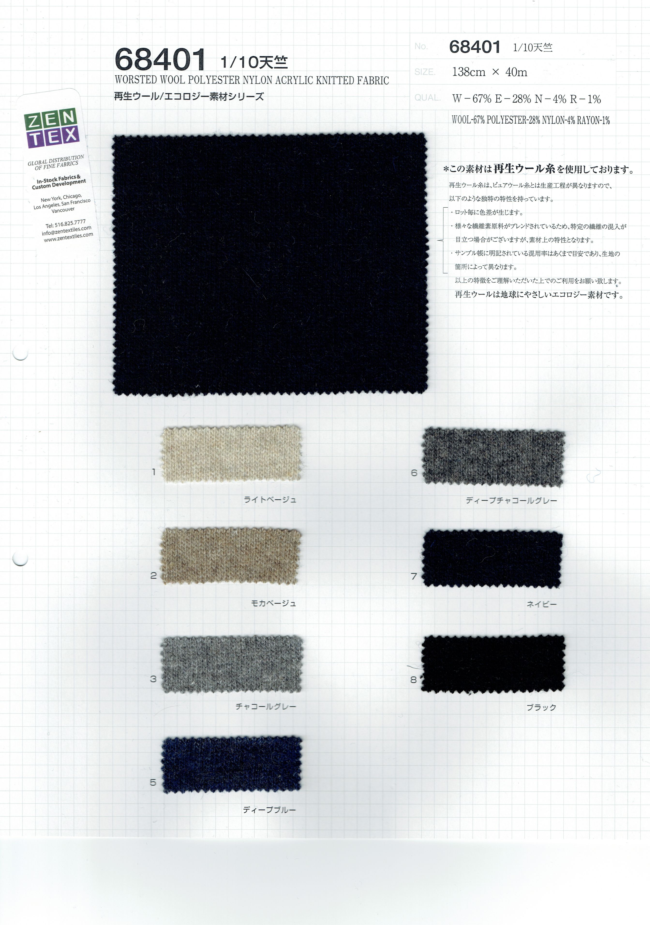 View 67% WOOLEN WOOL 28% POLYESTER 4% NYLON 1% RAYON KNITTED FABRIC